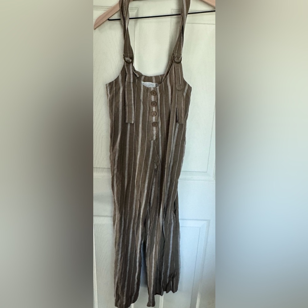 Dress Forum Tan Striped Button-Up Pants